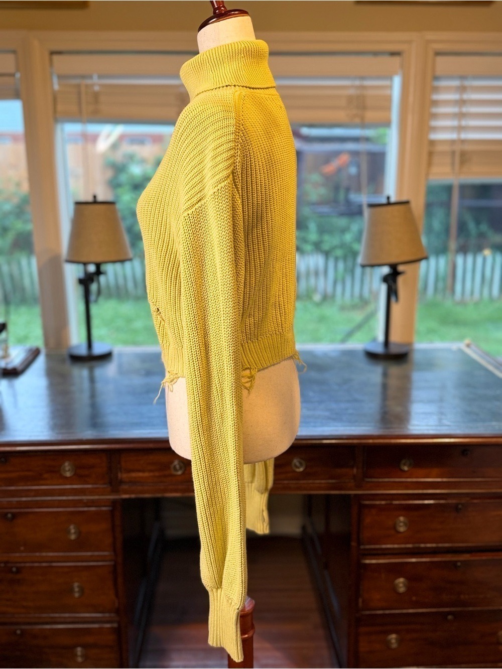 Lovers + Friends Distressed Cropped Turtleneck Sweater | Size Small - Picture 4 of 8